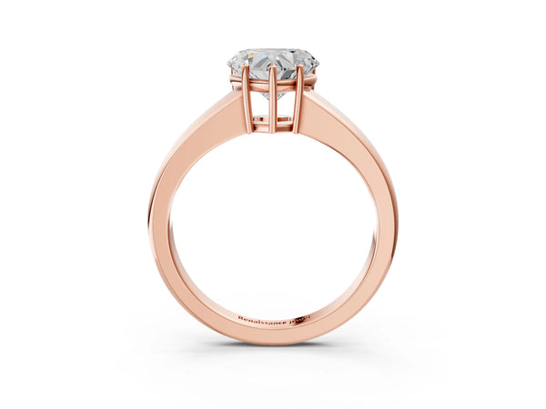Rose gold Heart Solitaire Diamond Ring with Tapered Band and Four-Prong Setting