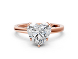 Rose gold Heart Solitaire Diamond Ring with Thin Band and Four-Prong Setting_3