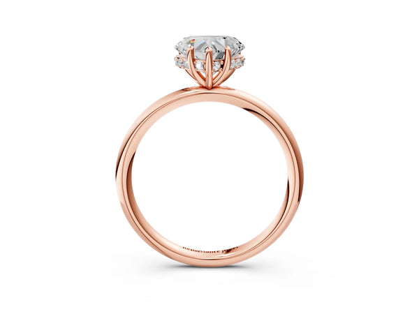 Rose gold Heart Solitaire Diamond Ring with a Classic Band and Four-Prong Setting