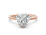 Rose gold Heart Solitaire Diamond Ring with a Classic Band and Four-Prong Setting