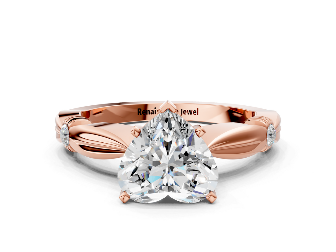 Rose gold Heart Solitaire Diamond Twisted Band with Four-Prong Setting_46