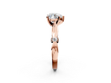 Rose gold Heart Solitaire Diamond Twisted Band with Four-Prong Setting_48