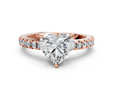 Rose gold Heart Solitaire Diamond with Pavé Band and Four-Prong Setting_68
