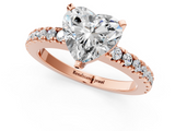 Rose gold Heart Solitaire Diamond with Pavé Band and Four-Prong Setting_69
