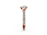 Rose gold Heart Solitaire Diamond with Pavé Band and Four-Prong Setting_70