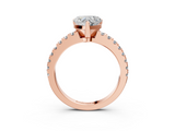 Rose gold Heart Solitaire Diamond with Pavé Band and Four-Prong Setting_71