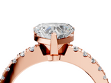 Rose gold Heart Solitaire Diamond with Pavé Band and Four-Prong Setting_72