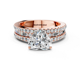 Rose gold Heart Solitaire Diamond with Pave and Channel Set Band_90