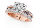 Rose gold Heart Solitaire Diamond with Pave and Channel Set Band_91