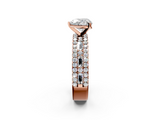 Rose gold Heart Solitaire Diamond with Pave and Channel Set Band_92