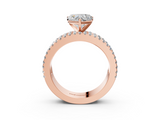 Rose gold Heart Solitaire Diamond with Pave and Channel Set Band_93