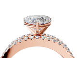 Rose gold Heart Solitaire Diamond with Pave and Channel Set Band_94