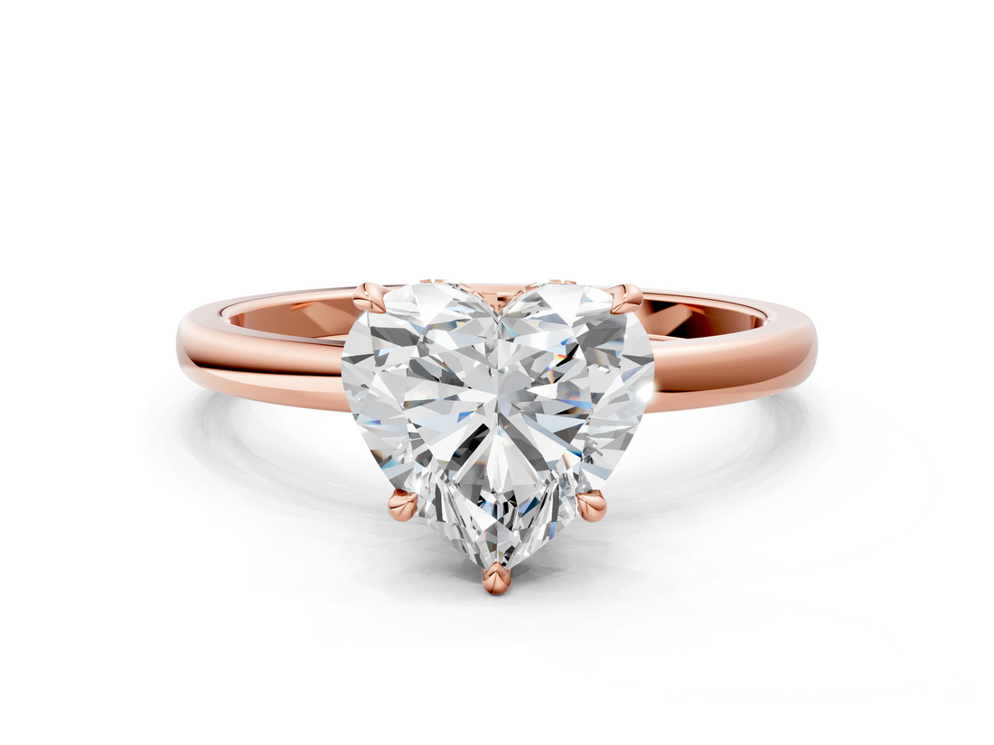 Rose gold Heart Solitaire Engagement Ring with Cathedral Band and Four-Prong Setting_21