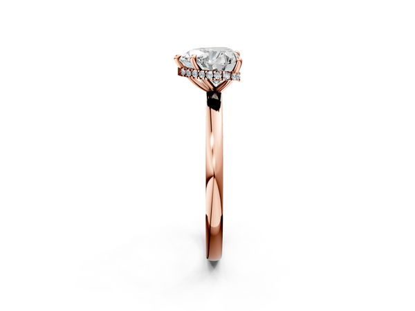 Rose gold Heart Solitaire Engagement Ring with Cathedral Band and Four-Prong Setting