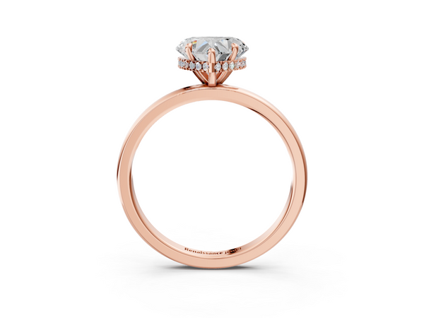 Rose gold Heart Solitaire Engagement Ring with Cathedral Band and Four-Prong Setting