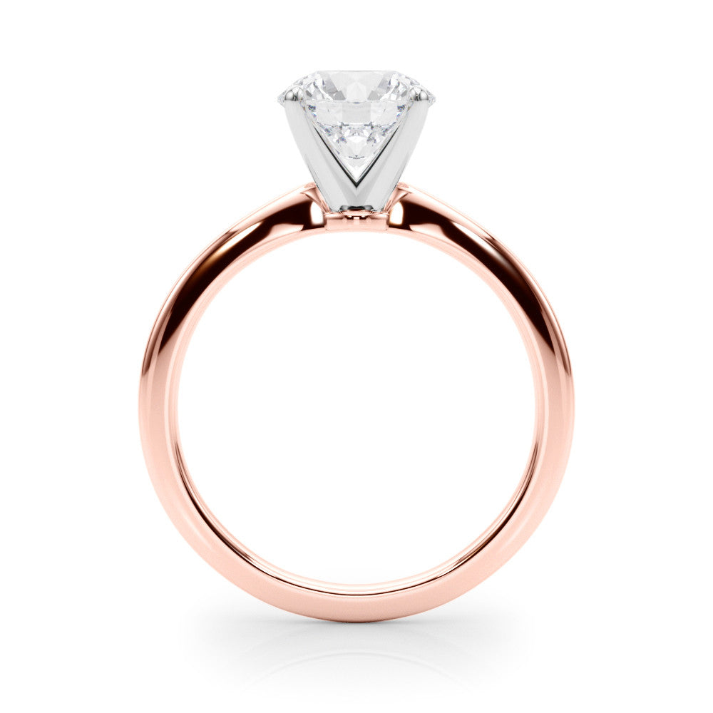 Rose gold Heart Solitaire Engagement Ring with Classic Band and Four-Prong Setting 1