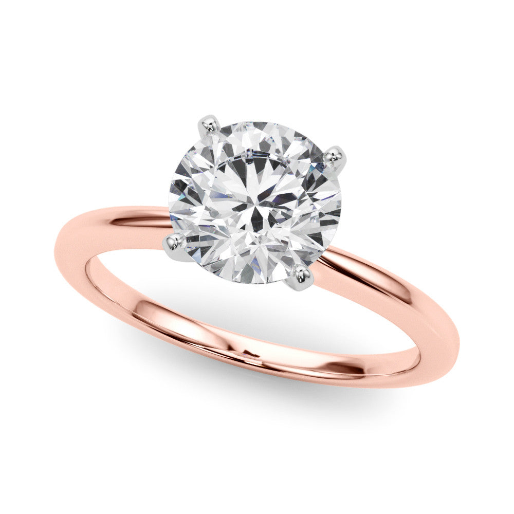 Rose gold Heart Solitaire Engagement Ring with Classic Band and Four-Prong Setting 2
