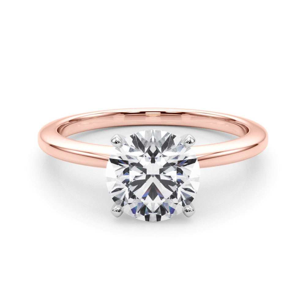 Rose gold Heart Solitaire Engagement Ring with Classic Band and Four-Prong Setting