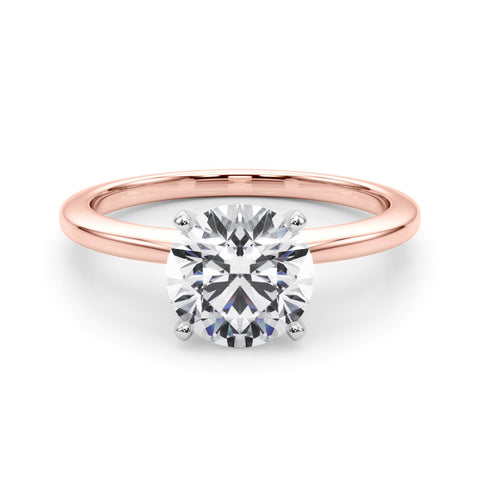 Rose gold Heart Solitaire Engagement Ring with Classic Band and Four-Prong Setting