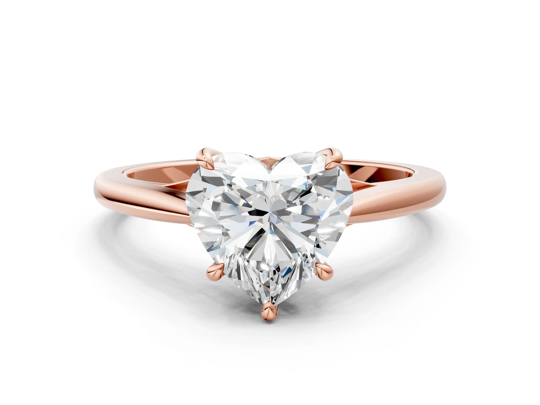 Rose gold Heart Solitaire Engagement Ring with Four-Prong Setting and Classic Band 1