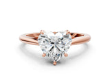 Rose gold Heart Solitaire Engagement Ring with Four-Prong Setting and Classic Band 1