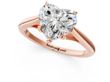Rose gold Heart Solitaire Engagement Ring with Four-Prong Setting and Classic Band 2