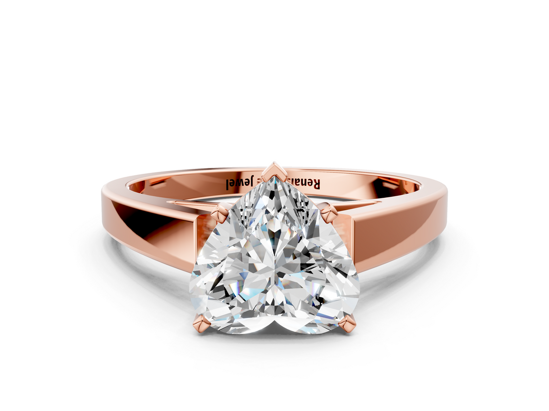 Rose gold Heart Solitaire Engagement Ring with Four-Prong Setting and Tapered Band_4