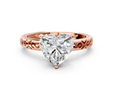 Rose gold Heart Solitaire Engagement Ring with Scrollwork Band and Four-Prong Setting_136