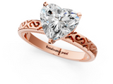 Rose gold Heart Solitaire Engagement Ring with Scrollwork Band and Four-Prong Setting_137