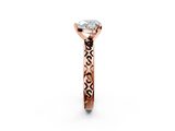 Rose gold Heart Solitaire Engagement Ring with Scrollwork Band and Four-Prong Setting_138