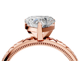 Rose gold Heart Solitaire Engagement Ring with Scrollwork Band and Four-Prong Setting_140