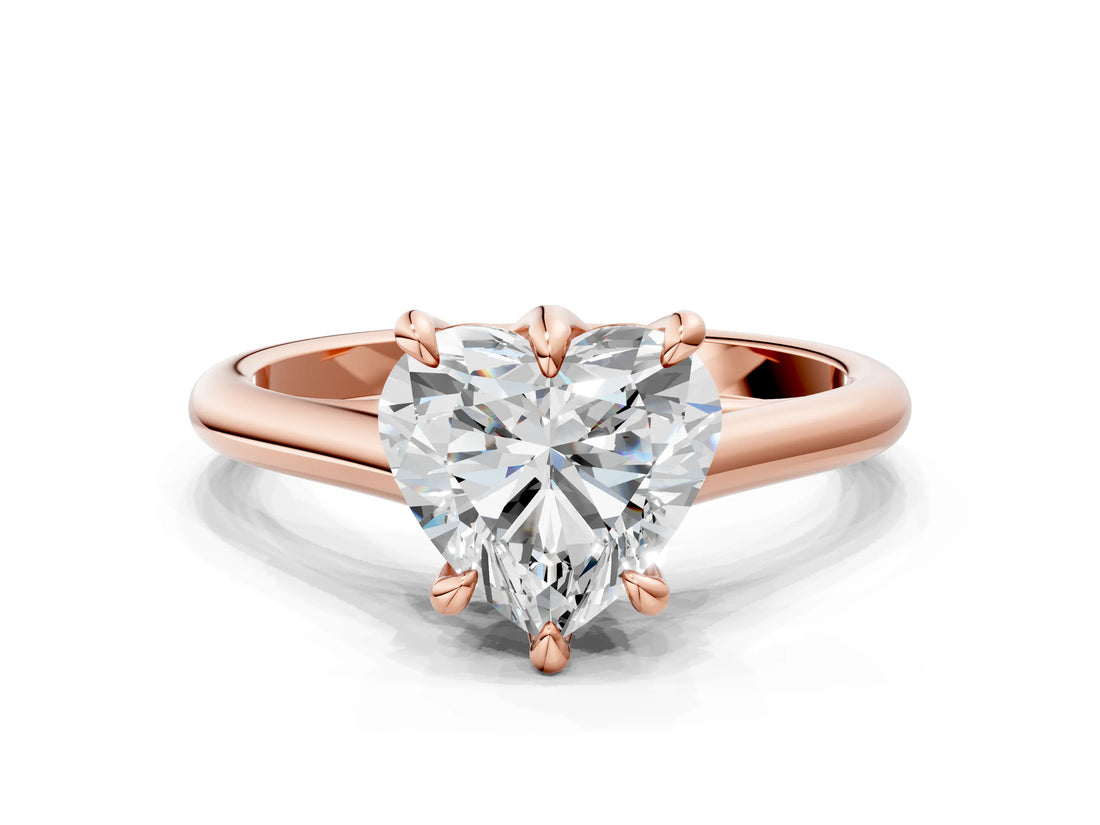 Rose gold Heart Solitaire Engagement Ring with Six-Prong Setting and Classic Band 1