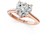Rose gold Heart Solitaire Engagement Ring with Six-Prong Setting and Classic Band 2