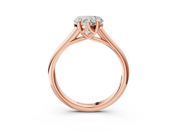 Rose gold Heart Solitaire Engagement Ring with Six-Prong Setting and Classic Band