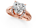 Rose gold Heart Solitaire Filigree Engagement Ring with Halo and Prong Setting_50
