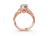 Rose gold Heart Solitaire Filigree Engagement Ring with Halo and Prong Setting_52