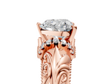 Rose gold Heart Solitaire Filigree Engagement Ring with Halo and Prong Setting_54