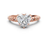 Rose gold Heart Solitaire Floral Milgrain Engagement Ring_31