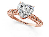 Rose gold Heart Solitaire Floral Milgrain Engagement Ring_32