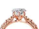 Rose gold Heart Solitaire Floral Milgrain Engagement Ring_35