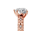 Rose gold Heart Solitaire Floral Milgrain Engagement Ring_36