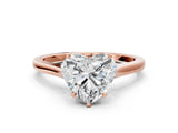 Rose gold Heart Solitaire Heart Prong Engagement Ring with Tapered Band_77
