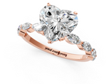 Rose gold Heart Solitaire Marquise Side Stone Prong Setting Ring_71