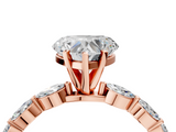 Rose gold Heart Solitaire Marquise Side Stone Prong Setting Ring_74