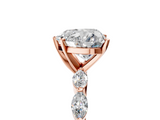 Rose gold Heart Solitaire Marquise Side Stone Prong Setting Ring_75