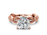 Rose gold Heart Solitaire Milgrain Diamond Engagement Ring with Bezel and Marquise Band_135