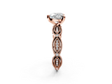 Rose gold Heart Solitaire Milgrain Diamond Engagement Ring with Bezel and Marquise Band_137