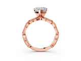 Rose gold Heart Solitaire Milgrain Diamond Engagement Ring with Bezel and Marquise Band_138