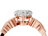 Rose gold Heart Solitaire Milgrain Leaf Band with Prong Setting_7