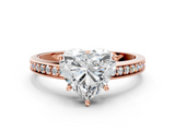 Rose gold Heart Solitaire Pavé Band Prong Setting Ring_20